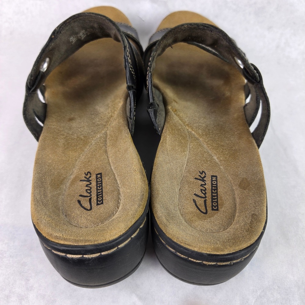 Clarks Collection Lexi Willow Black Slide Slip On Summer Sandals Wedge Casual - Picture 8 of 14